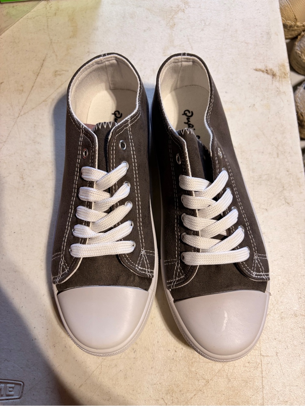 Women's Casual Grey Canvas Lace-Up Sneakers